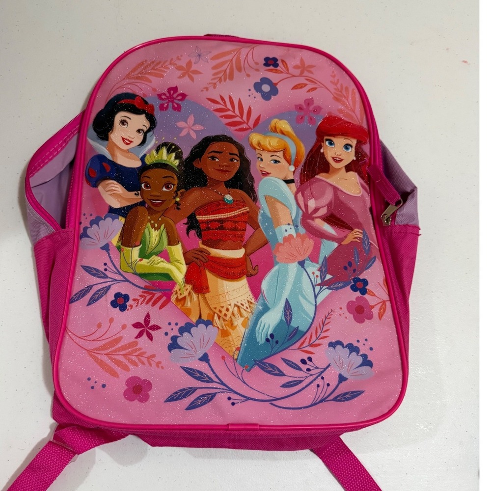 Disney Princess Backpack Pink Purple Moana Ariel Tiana Cinderella Snow White